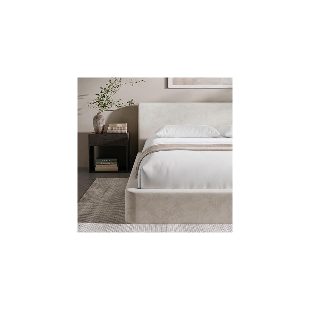 AirFrame King Upholstered Bed Frame with Ergonomic Angled Headboard