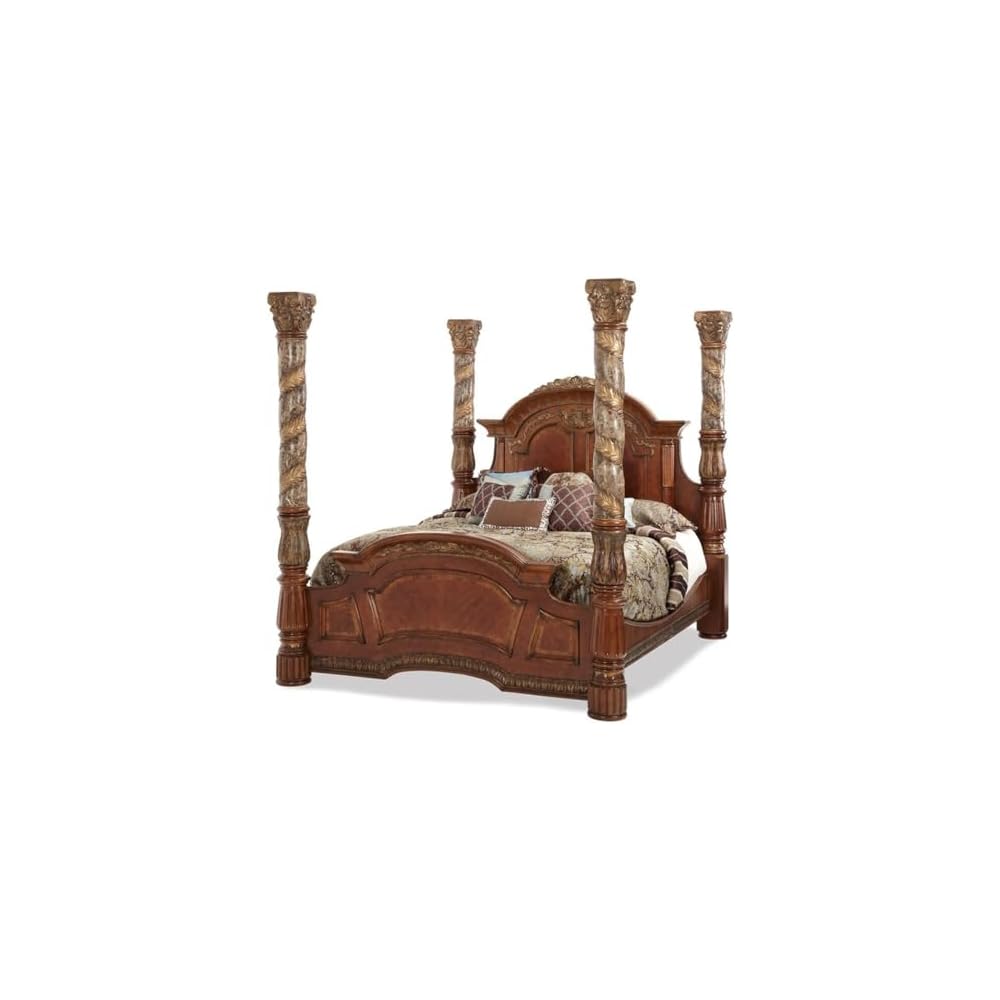 California King Wood Canopy Bed in Classic Chestnut
