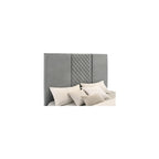 Contemporary Upholstered Velvet Queen Panel TV Bed, Gray Quilted Headboard, Motorized TV Lift, Built-in Power Outlet, Black Legs, Wood Frame, Bedroom Furniture, 95.25 in