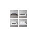 Square Bed – Washable Zip Cover - Upholstered Linen Soft Foam - Modular Minimalist Modern - Sold Separately (Cream Boucle, Queen Headboard)