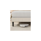 Queen Size Platform Bed Frame with Velvet Headboard, White