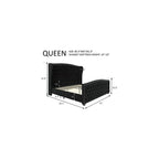 Queen Size Bed Frame with Velvet Upholstered Wingback Headboard