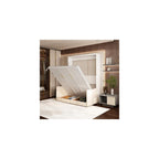 Queen Murphy Bed with Sofa, Space-Saving Wall Bed, Metal Frame, White