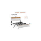 Farmhouse Wooden Bed Frame with Storage Headboard and Touch LED for Bedroom, Queen Size Platform Bed with Dual USB Ports and Metal Slats Support, No Box Spring Needed