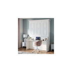 Alegra Full Murphy Bed with Desk | Engineered and Solid Wood Construction | Smooth Painted Finish - NO Melamine Used | Perfect for a Home Office Guest Bed (Warm White)