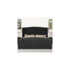 Queen Size Bed Frame with Velvet Upholstered Wingback Headboard