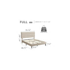 Full Platform Bed Frame with Adjustable Linen Fabric Upholstered Headboard, Strong Slats Support, Noise-Free, No Box Spring Required, Easy Assembly for Bedroom Guest Room, Beige