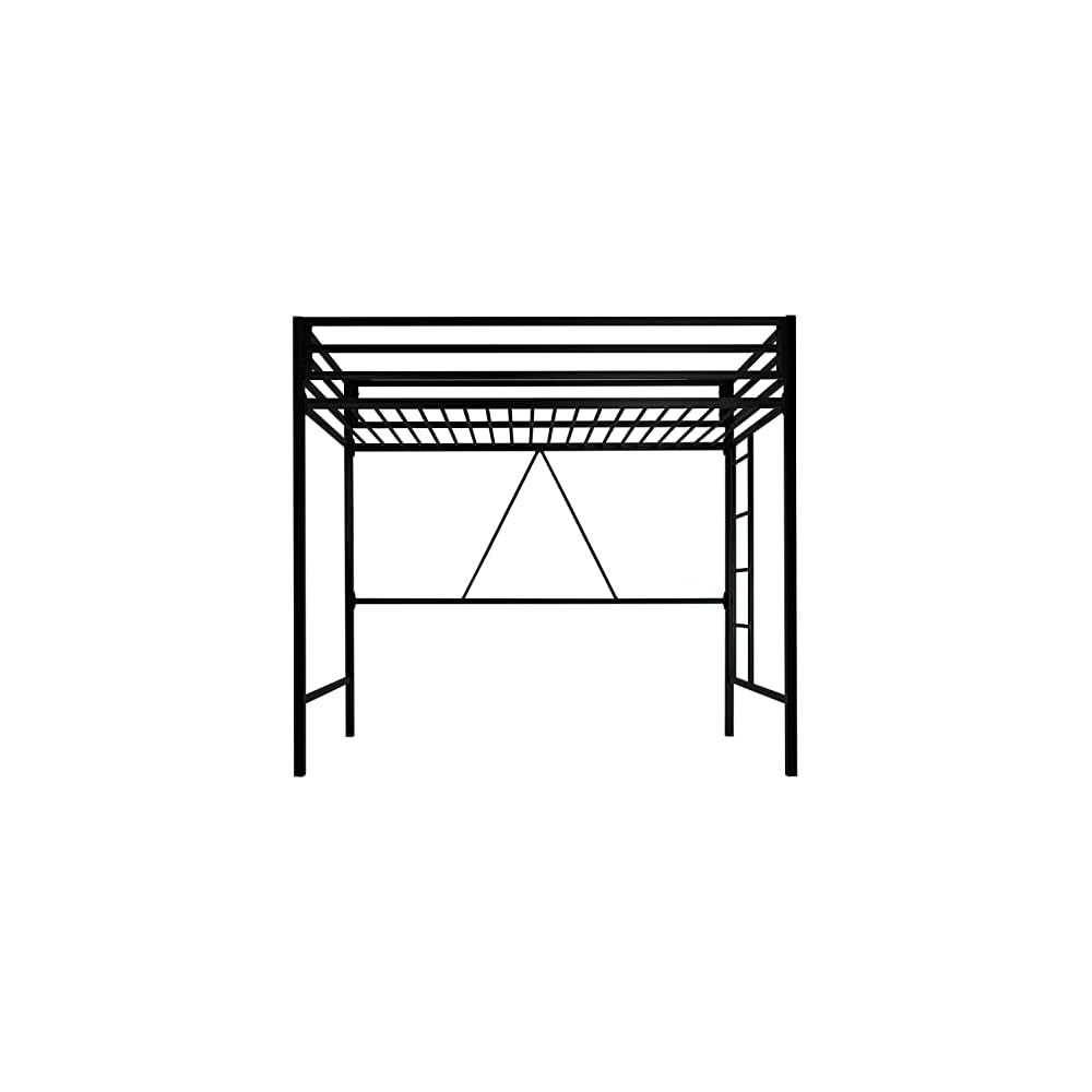 Metal Loft Bed Twin Size with Guardrail and Ladder,Black