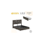 Queen Size Farmhouse Bed Frame with 4 Storage Drawers