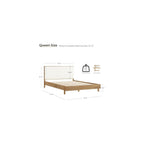 Queen Size Platform Bed Frame, with Boucle Upholstered Headboard, Oak