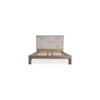 Haveli Mango Wood Geometric Carved King Bed in Natural