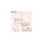 Full Canopy Bed Frame with 2 Drawers & LED & Charging,White