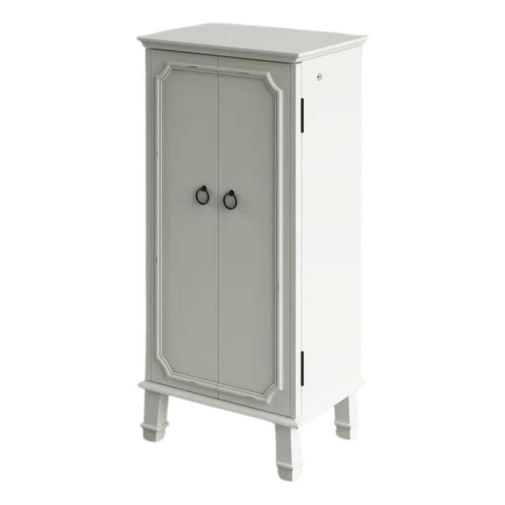 Hives and Honey Cabby Standing Jewelry Armoire – Fully Locking Wood Jewelry Storage with Mirror, 7 Drawers, Necklace Hooks, and Anti-Tarnish Lining – White