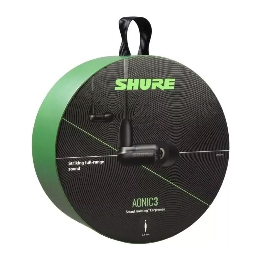 Shure AONIC 3 Wired Sound Isolating Earbuds, Clear Sound, Single Driver with BassPort, Secure in-Ear Fit, Detachable Cable, Durable Quality, Compatible with Apple &amp; Android Devices Black