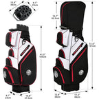 Shopsource Golf Bag, 14 Way Top Golf Cart Bag with Full-Length Dividers, Cart Golf Bag for Men Women, Golf Club Bags with Ergonomic Padded Strap, Zippered Pockets, Rain Hood Black Red and White
