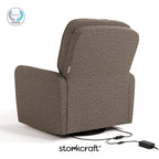 Storkcraft Amalfi Deluxe Power Recliner Swivel Glider (Mountain Brown Boucle) – Premium Electronic Power Recliner for Nursery, Includes Dual-USB Charging Port with USB-A &amp; USB-C, Glider Rocking Chair