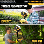 Hedge Trimmer Cordless(Battery &amp; Charger Included), Electric Handheld Bush Shrub Trimmer, 22'' Edge Trimmer with 3/4'' Cutting Capacity &amp; 3000RPM &amp; BRUSHLESS, Compatible with Extension Pole, 4.4LBS