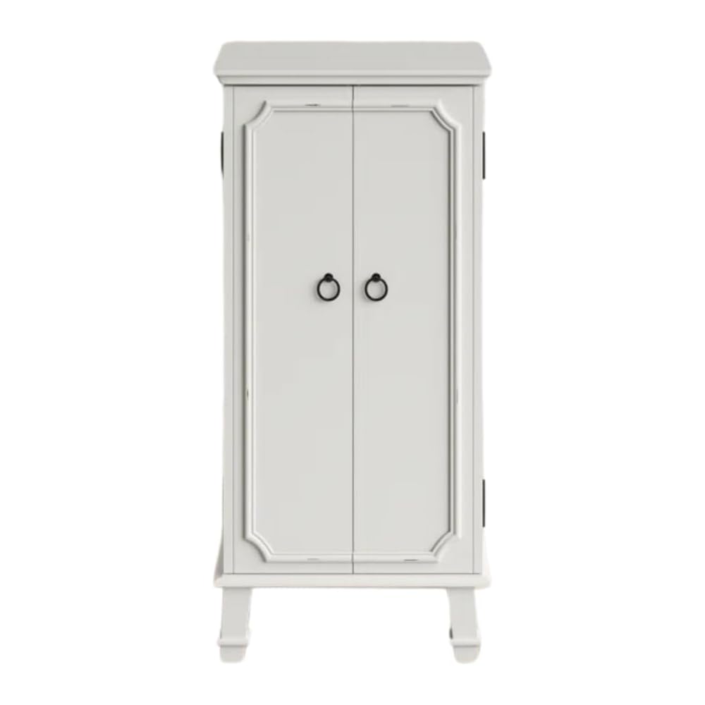 Hives and Honey Charley Standing Jewelry Armoire – Fully Locking Jewelry Organizer, 7 Drawers, Necklace Hooks, Mirror, Ring Rolls, Anti-Tarnish Lining, Solid Wood Construction, White