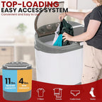 Pure Clean Compact Home Washer &amp; Dryer, 2 in 1 Portable Mini Washing Machine, Twin Tubs, 11lbs. Capacity, 110V, Spin Cycle w/Hose, Translucent Tub Container Window, Ideal for Smaller Laundry Loads, Gray