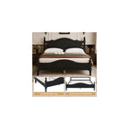 Full Size Black Wood Bed Frame with Vintage Headboard, Gothic Style Wooden Platform Full Bed with Wood Slat Support, Retro Black Bed Frame for Bedroom Guest Room, Easy Assembly