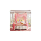 Full Canopy Bed Frame with 2 Drawers & LED & Charging,White