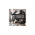 Metal Loft Bed Twin Size with Guardrail and Ladder,Black