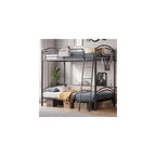 Bunk Bed Twin Over Twin Metal Bunkbeds with Bedside Caddy, Convertible Ladder&Flat Rungs Space Saving Loft Bed for Adult&Teen