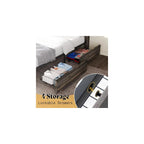 Queen Size Farmhouse Bed Frame with 4 Storage Drawers