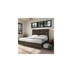Queen Size Farmhouse Bed Frame with 4 Storage Drawers