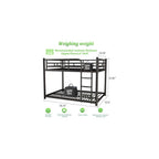 Metal Bunk Bed, Full Over Full Bunk Beds with Removable Wide Ladder and Full-Length Guardrails, Low Bunk Bed Frame with Mute Design for Undisturbed Sleep for Adults, Kids and Young Teens