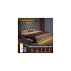 King Size Bed Frame with 4 Storage Drawers and RGB LED Lights