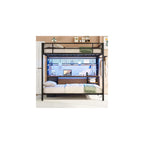 Bunk Bed Full Over Twin with Desk, Led Lights and Charging Station,Black