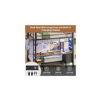 Bunk Bed Full Over Twin with Desk, Led Lights and Charging Station,Black