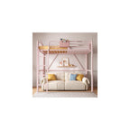 Twin Loft Bed with Convertible Ladder & Storage Bag,Safety Guardrails, Pink