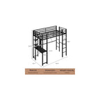 Twin Size Loft Bed with Desk, 13" Guardrails, Noise-Free, Black