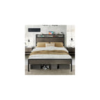 Full Size Metal Bed Frame with Charging Station