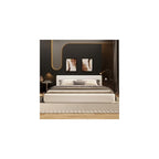 King Size Upholstered Bed with Velvet Fabric, Modern Upholstered Platform Bed with Headboard and Solid Frame for Bedroom, No Box Spring Needed, White