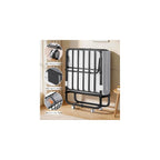 Folding Bed with Memory Foam Mattress Portable Rollaway Guest Beds on Wheels, 75"x31" Twin Size Space-Saving Cot-Size Bed for Adults with Easy Assembly Metal Frame (White)