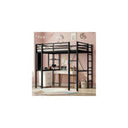 Twin Size Loft Bed with Desk, 13" Guardrails, Noise-Free, Black
