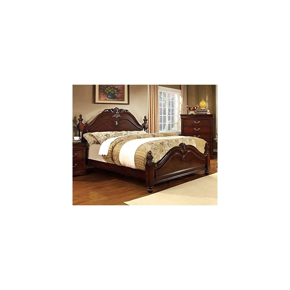 BED Poster bed, Box Spring Required, King, Cherry