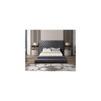 RevelGrey-Q Revel Collection Modern | Contemporary Grey Velvet Upholstered Bed with Deep Button Tufting, 85" W x 98" D x 60" H, Grey, Queen
