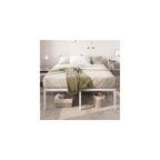 Full Size Bed Frame, 18 Inch Metal Beds with Storage Space, White