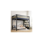 Heavy Duty Loft Bed Twin Size Bunk Bed with Storage Cabinet, Black