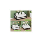 Twin Daybed with Pop Up Trundle, Metal Steel Slats, Black
