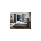 RevelGrey-Q Revel Collection Modern | Contemporary Grey Velvet Upholstered Bed with Deep Button Tufting, 85" W x 98" D x 60" H, Grey, Queen