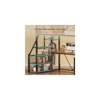 Stairway Twin Size Loft Bed with L Shaped Desk and Wardrobe, Metal Loft Bed Frame with Storage Stairs, 3 Fabric Drawers, LED Lights & Charging Sation (Rustic Brown, Twin)