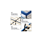 Full Upholstered Platform Bed Frame with Tufted Adjustable Headboard/Mattress Foundation/Wood Slat Support,Easy Assembly,Navy Blue