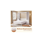 Queen Murphy Bed with 2 Bookcase, Space-Saving Wall Bed, White
