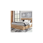 Queen Platform Bed with Storage Drawers, Tan