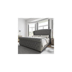 Queen Size Upholstered Sleigh Bed Frame with Wingback Headboard